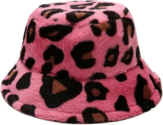 Hottie Cap Faux Fur Bucket Hat Leopard