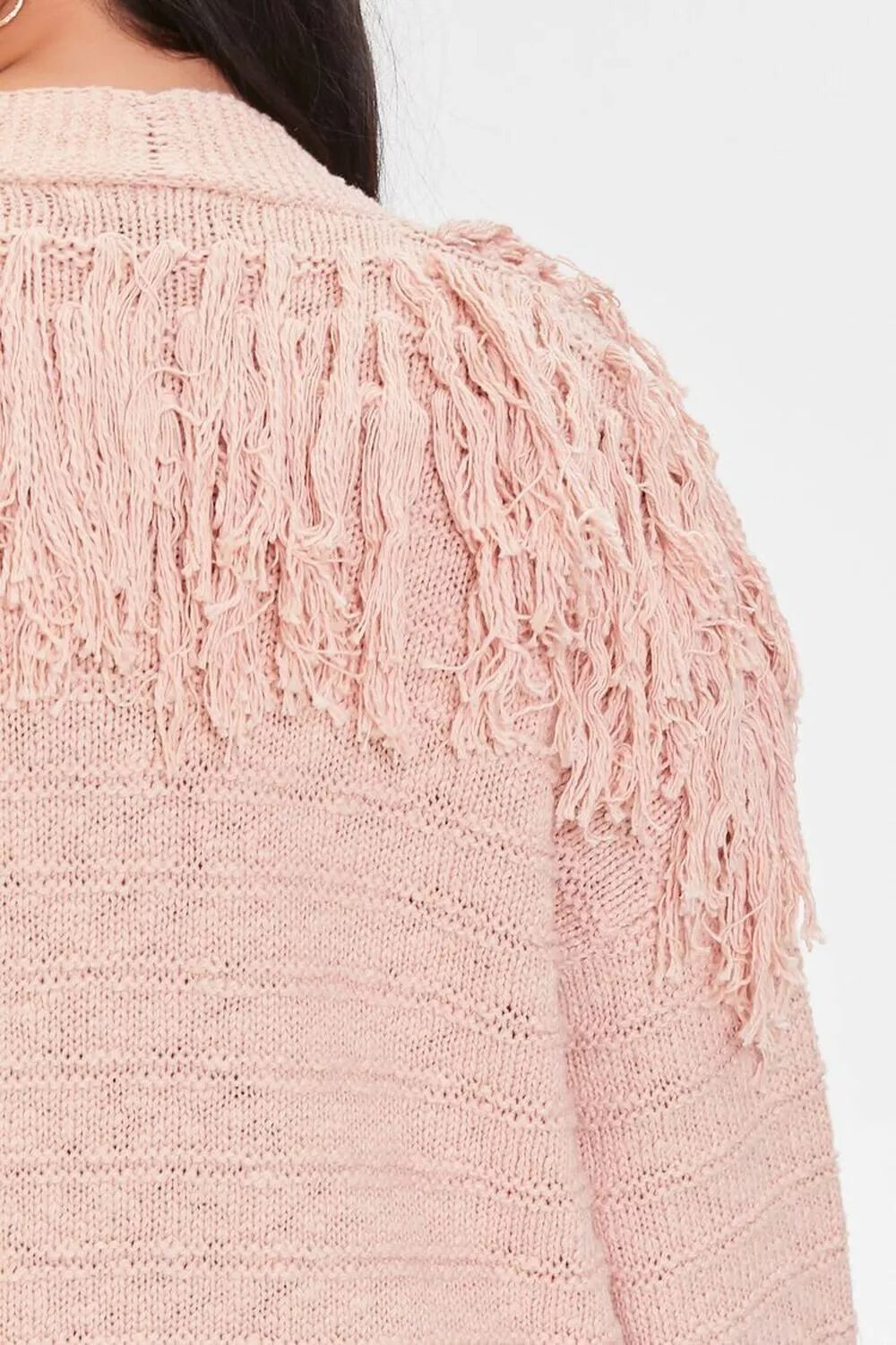 Fringe Cardigan Blush Knit Open Front